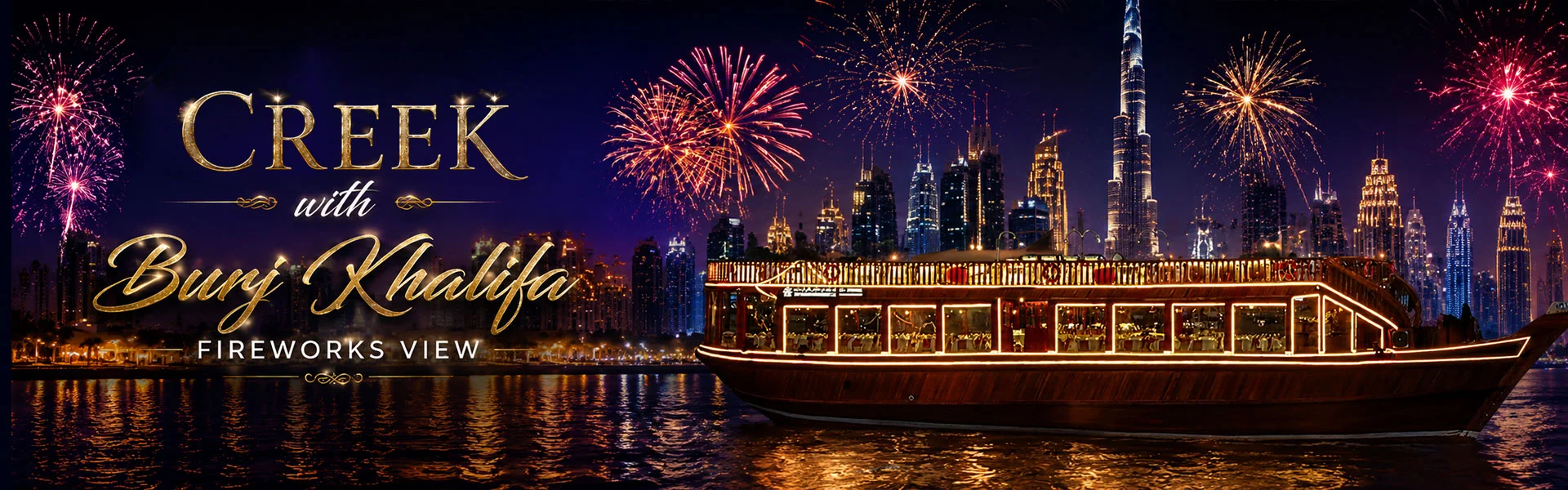 NYE Creek Cruise with Burj Khalifa Fireworks