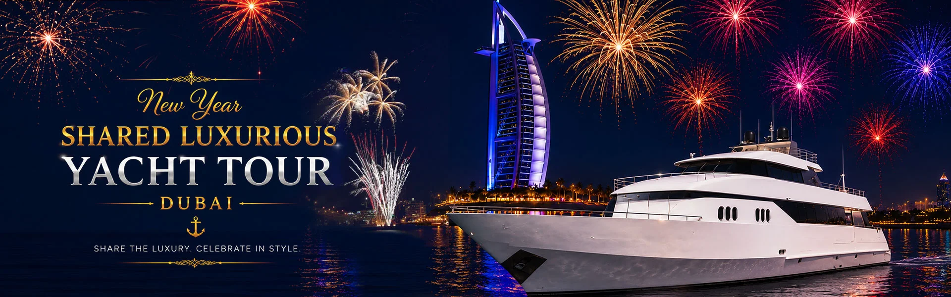 New year shared luxurious yacht party