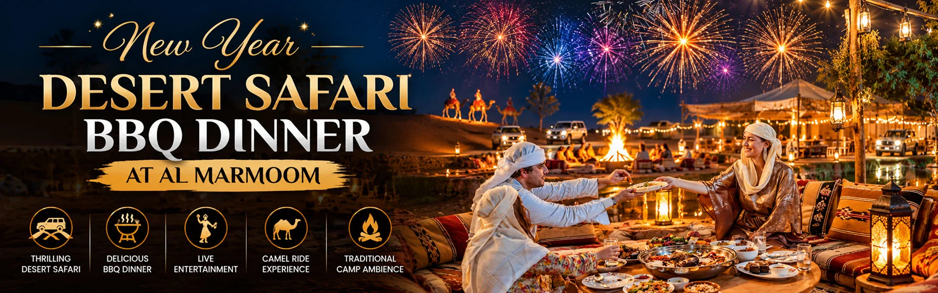 NYE Desert Safari & BBQ Dinner at Al Marmoom